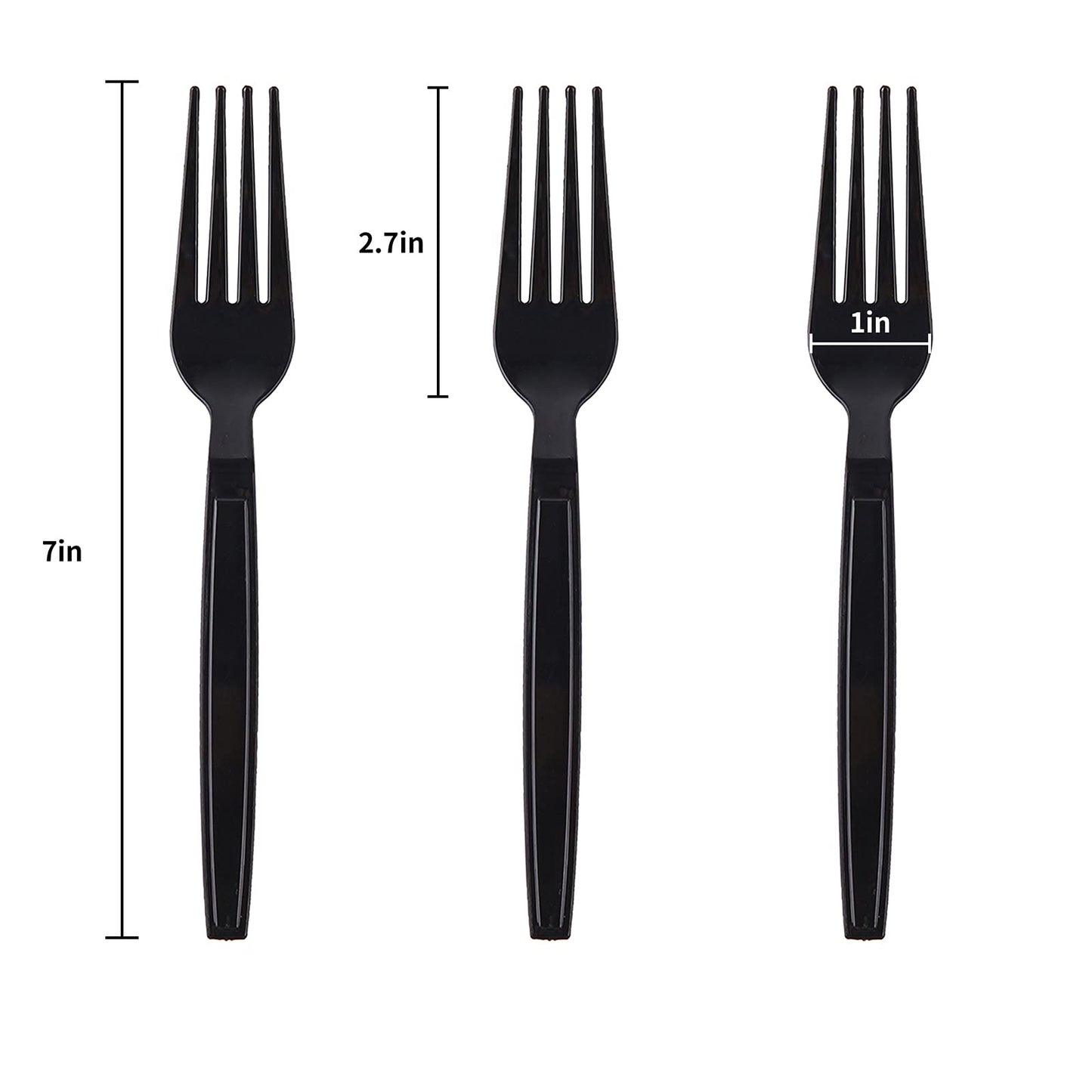 Laojbaba Plastic Fork Disposable Individually Packaged Forks Black 7-Inch Commercial Take Away Fork,Super Hard Mass Heavy Individually Wrapped Fork 100 PCS