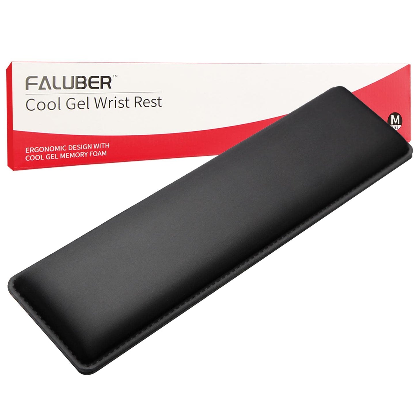 Faluber Cooling Gel Wrist Rest, 14.3-inch Length for Tenkeyless Keyboard, Memory Foam Palm Rest with Non-Slip Footpad, Ergonomic Design, Stain Resistant, PC Accessory Gaming Gear (Medium-TKL)