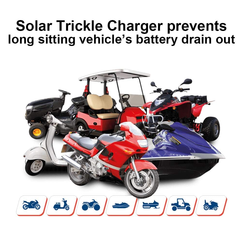 ECO-WORTHY 10W Solar Car Battery Charger Maintainer 12V Waterproof Portable Solar Trickle Charger for Car Truck Boat Lawn Mower RV Trailer Tractor ATV Utility Vehicle Battery