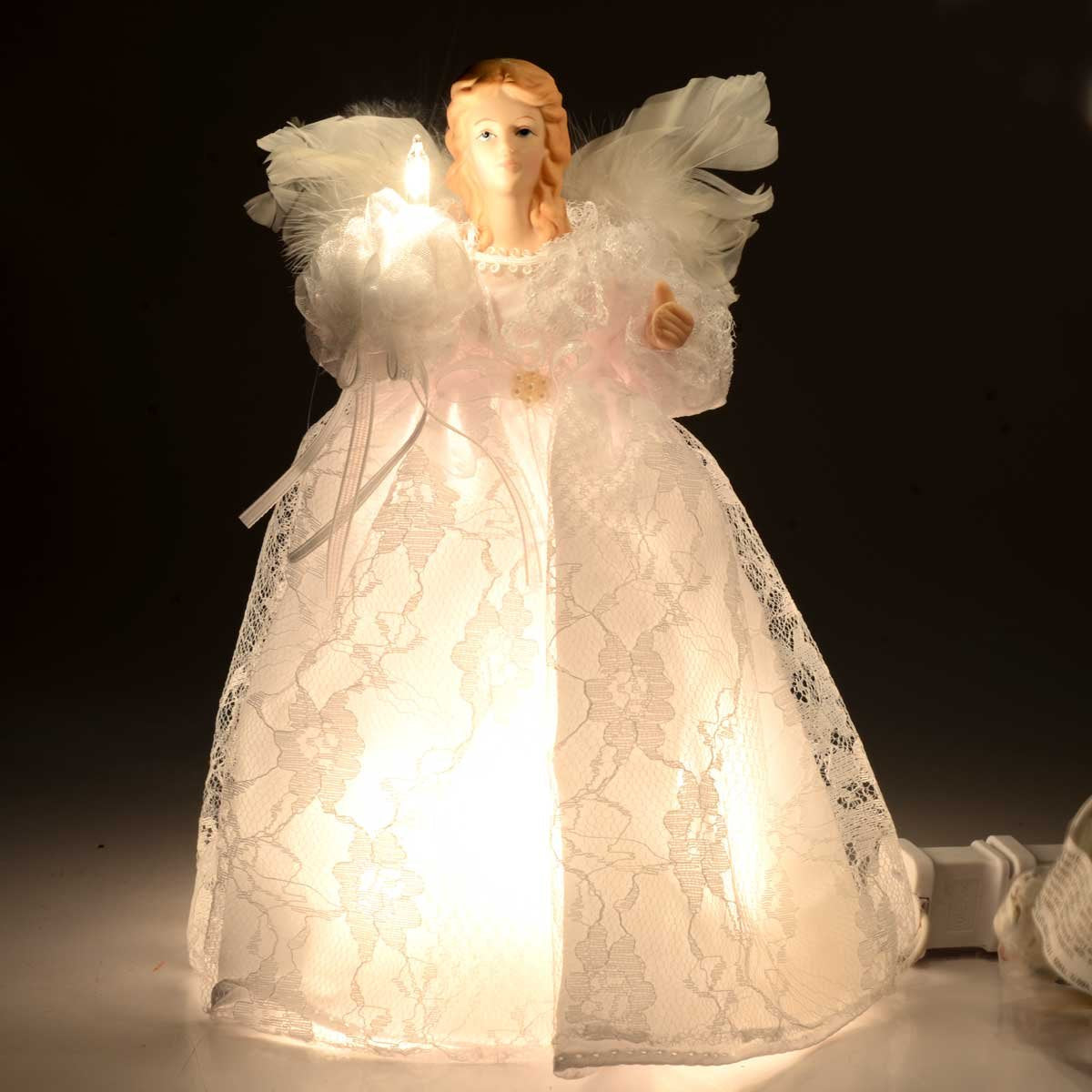 Kurt Adler 10-Light 9-Inch White Angel Treetop