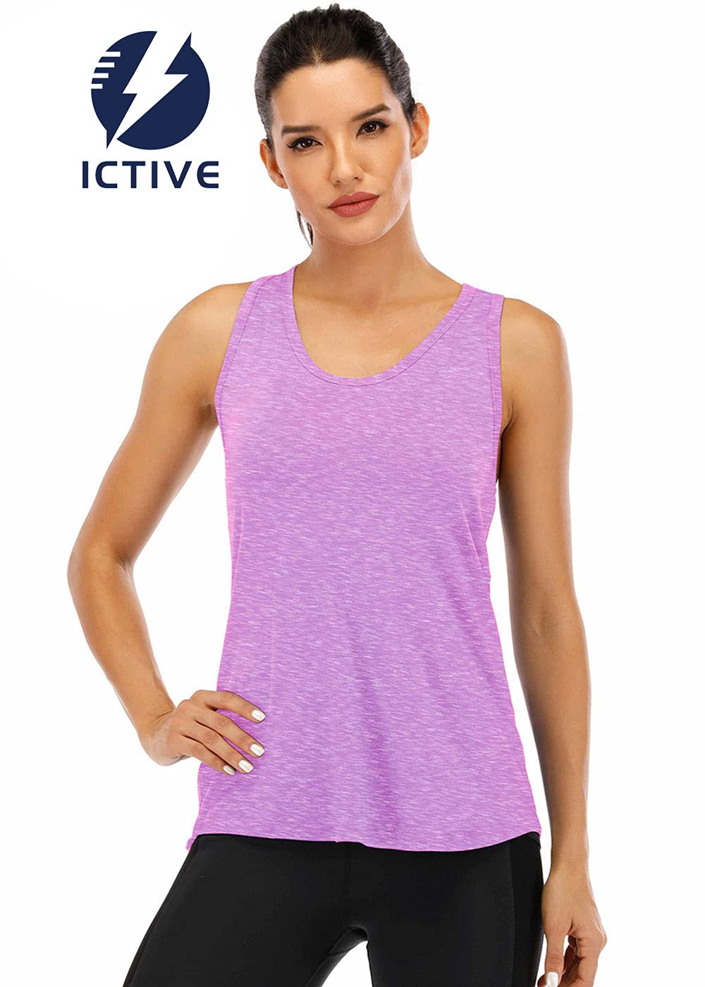 ICTIVE Workout Tank Tops for Women Sleeveless Yoga Tops for Women Mesh Racerback Backless Running Gym Shirts Light Purple S