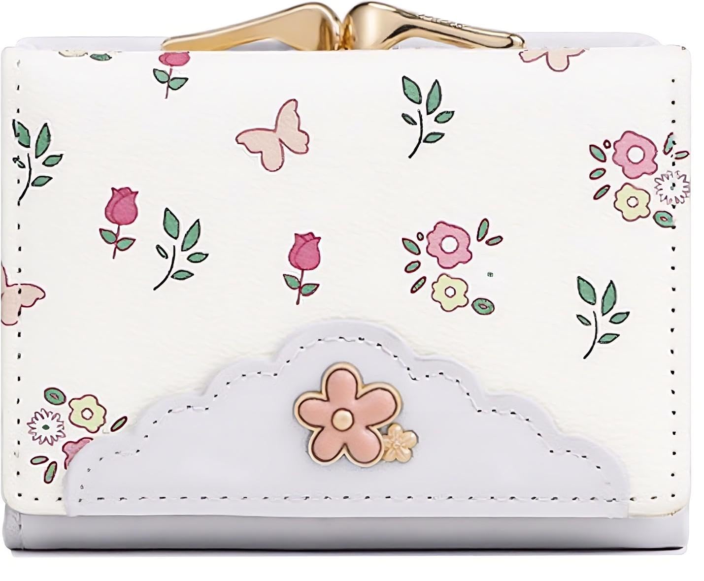 YINHEXI Wallet Women, RFID Blocking Small Compact Trifold PU Leather Card Holder Purse with Coin Pocket & ID Window for Lady, Teens, and Girls (Floral Lavender)