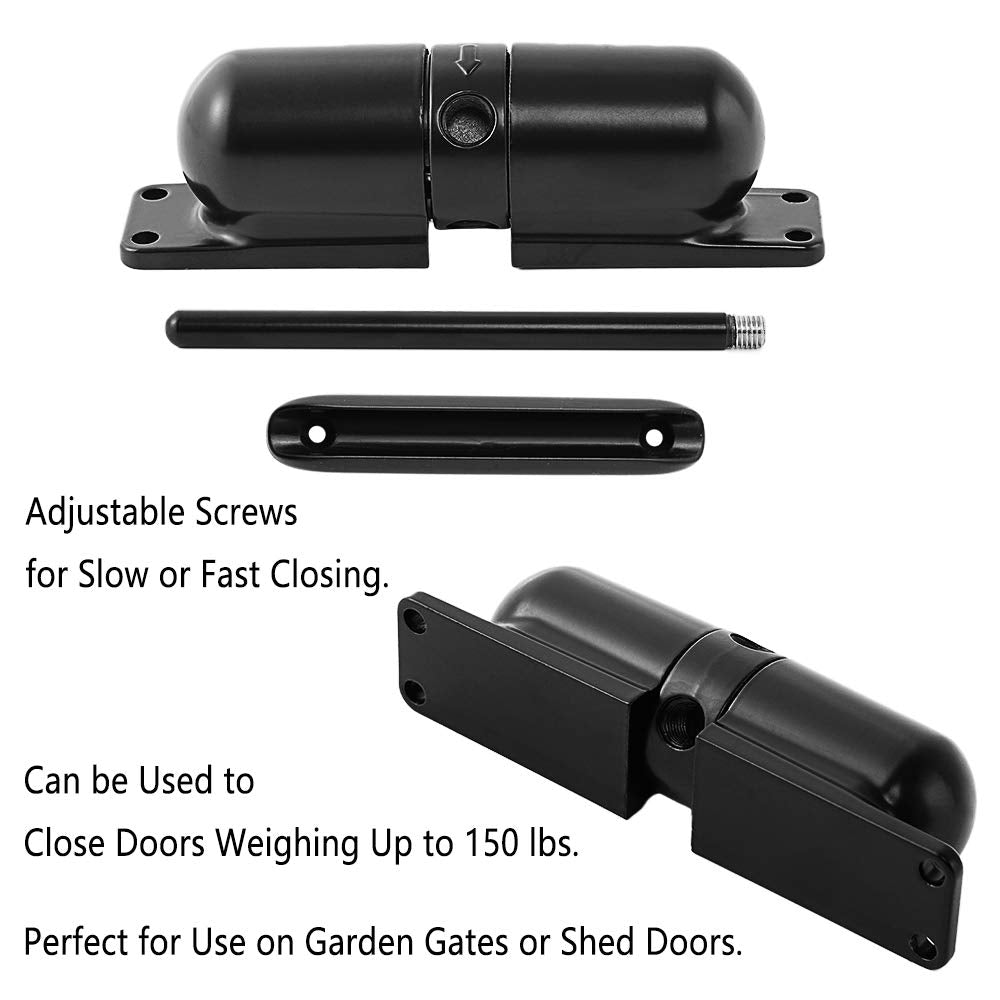 GOOKYO Door Closer Automatic Safety Spring Door Closer – Easy to Install to Convert Hinged Doors to Self-Closing– Black