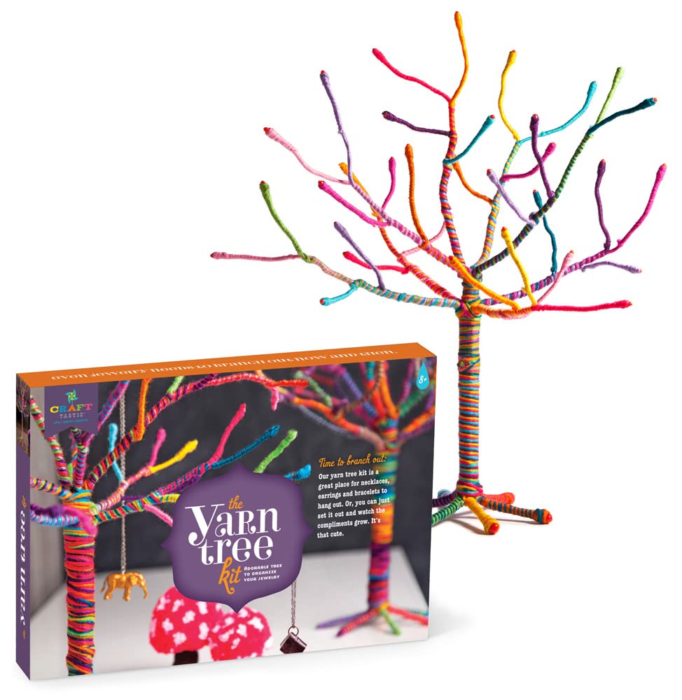 Craft-tastic – Yarn Tree Kit – Craft Kit Makes One 18" Tall Jewelry Organizer