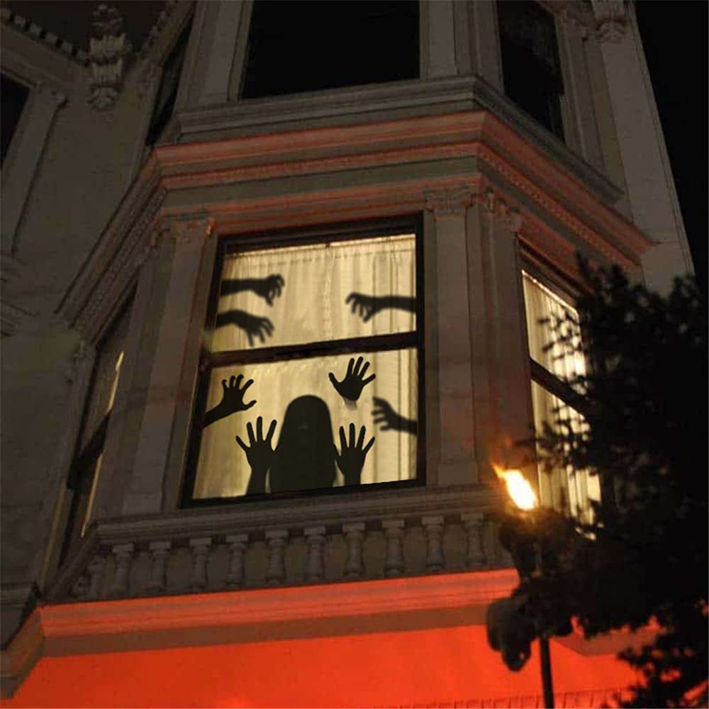 Halloween Wall Sticker Horrible Halloween Female Ghost Hand Wall Decal Removable Shadowy Figure Glass Window Wall Stickers Decor for Party Decoration Festive Atmosphere