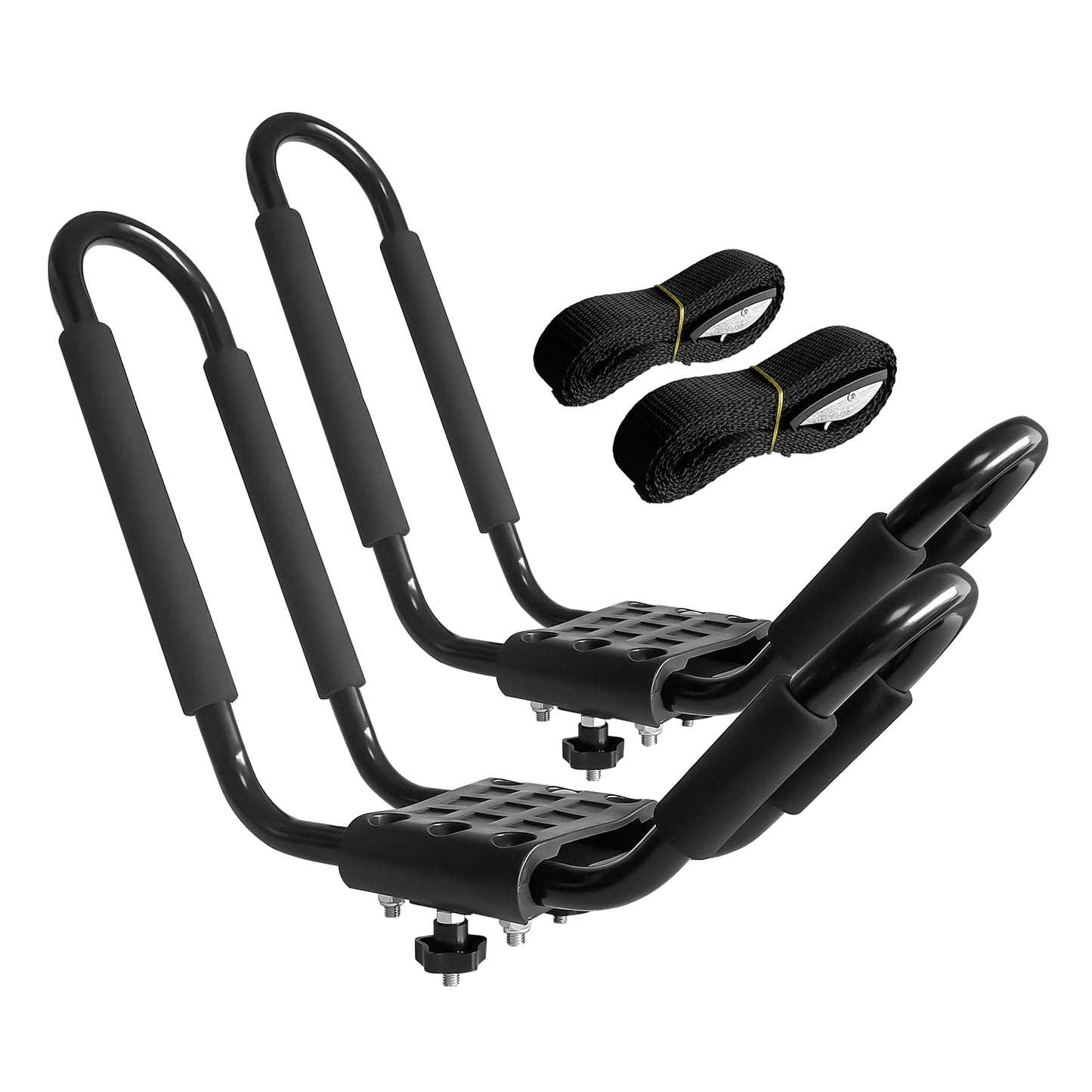 HIGHRAZON Kayak Roof Rack, 1 Pair J-Bar Roof Rack with 2 Ropes. Heavy Duty Kayak Roof Carrier for Your Canoe SUV and Trucks