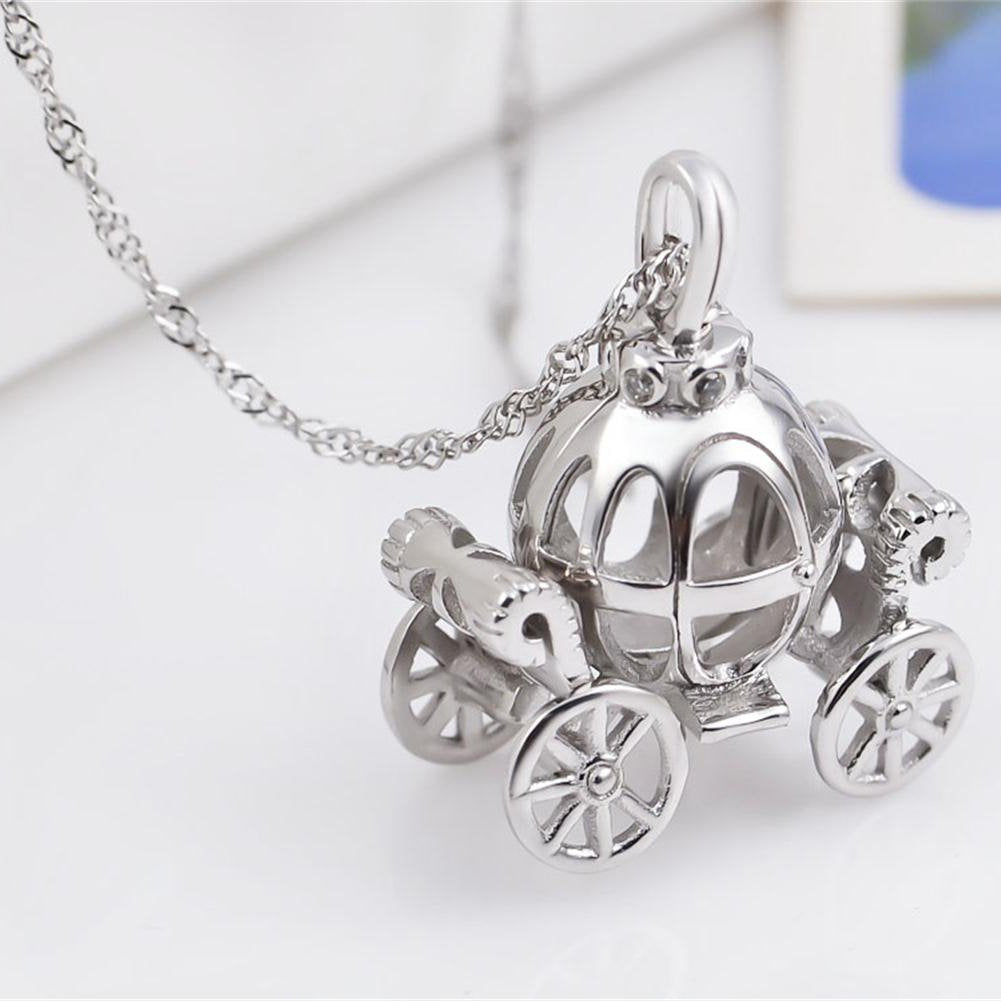 DAOCHONG 925 Sterling Silver Pumpkin Carriage Pendant Necklace,18"