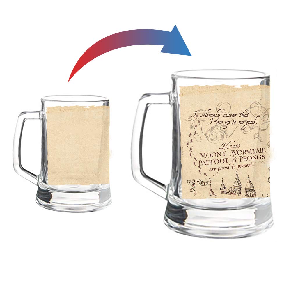 Harry Potter – Marauder’s Map – Mischief Managed Quote - 16 oz Pint Size Glass Morphing Mugs Color Changing Clue Mug – Full Image Revealed When COLD Liquid Is Added
