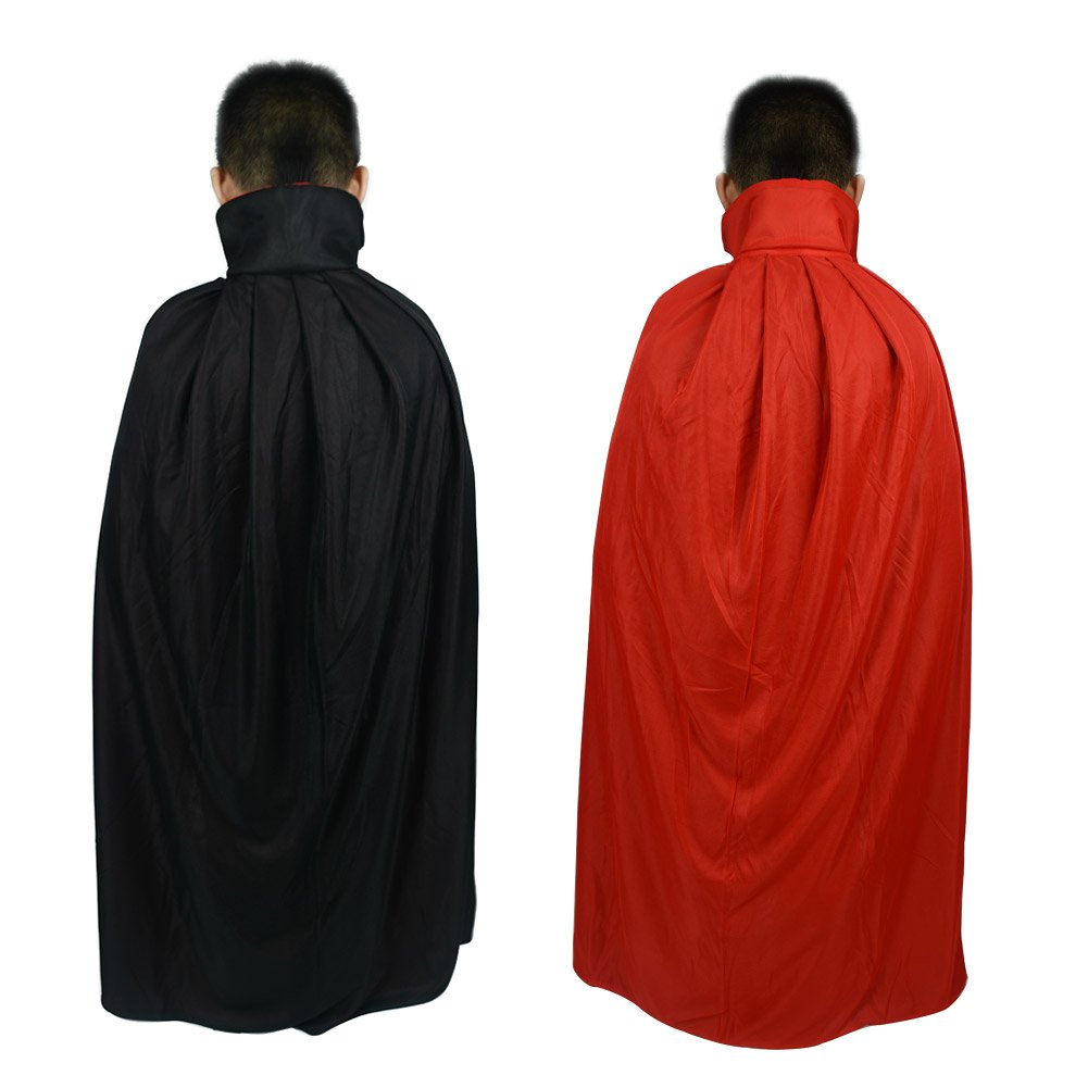 Custome Black Red Reversible Dress Goth Devil Pirate Vampire Demon 47" Cloak for Men Women