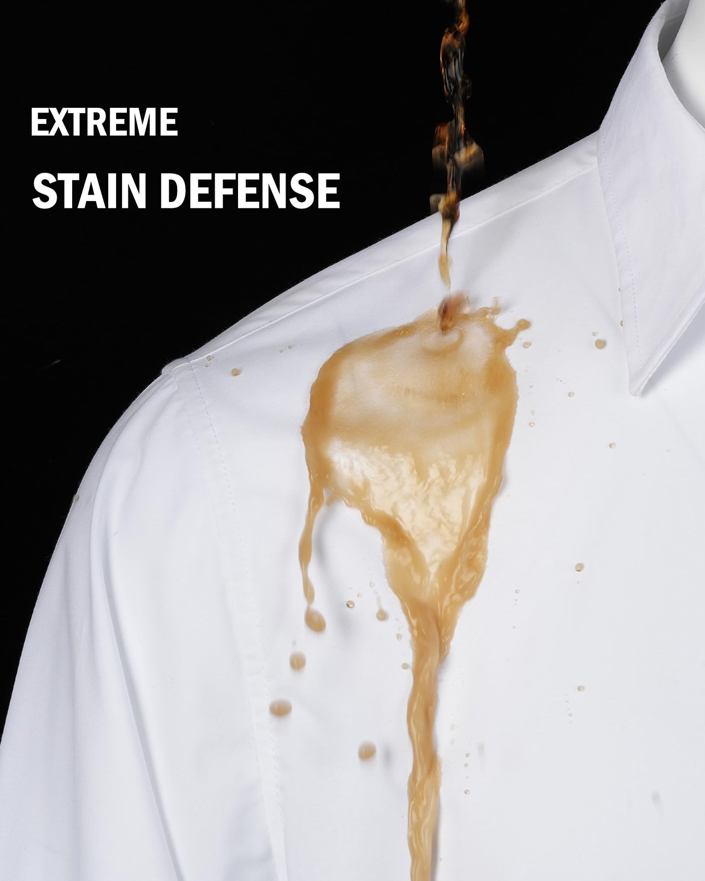 J.VER Men's Dress Shirts Cotton Stretch Long Sleeve Solid Formal Shirt Business Stain Shield Casual Button Down Shirts Black Small