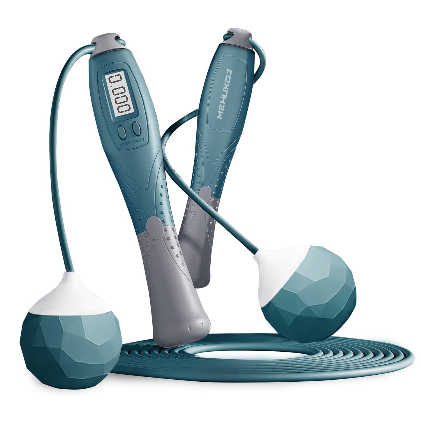 Jump Rope with Counter Cordless Jump Rope Ropeless Skipping Rope for Fitness Training Speed Rope with Digital Handle for Exercises Men, Women and Kids Wireless Skipping Rope Indoor Outdoor (Green)