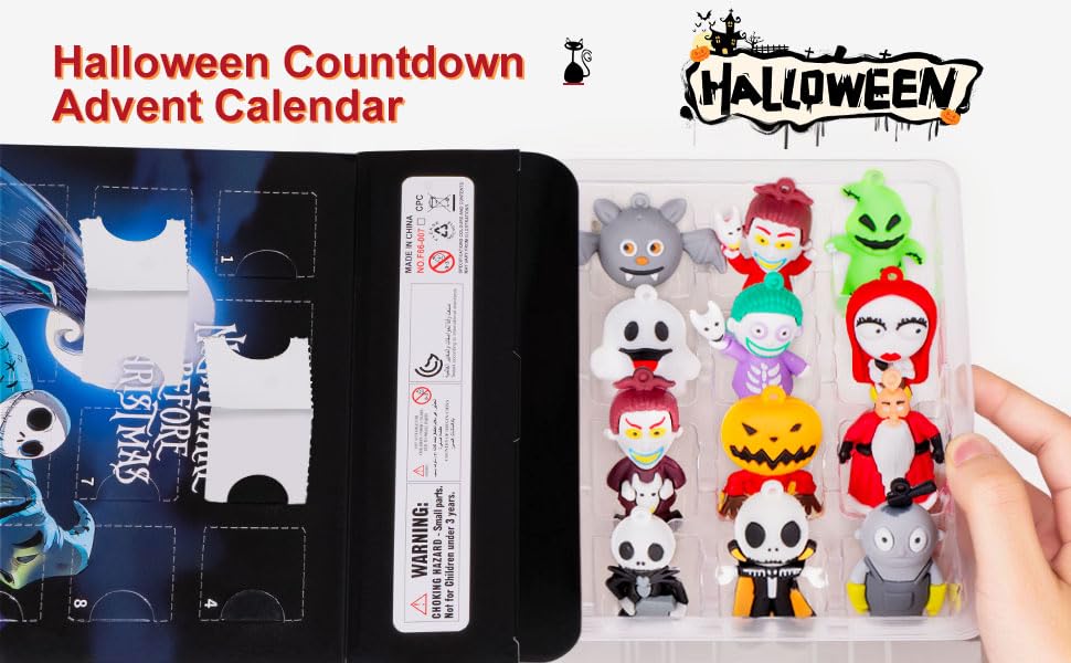 Halloween Advent Calendar 2025,Nightmare Be Christmas Calendars,Halloween Countdown Calendar Ornaments Gifts with 24 pcs Collectible Doll Figures Toys for Kids and Adults
