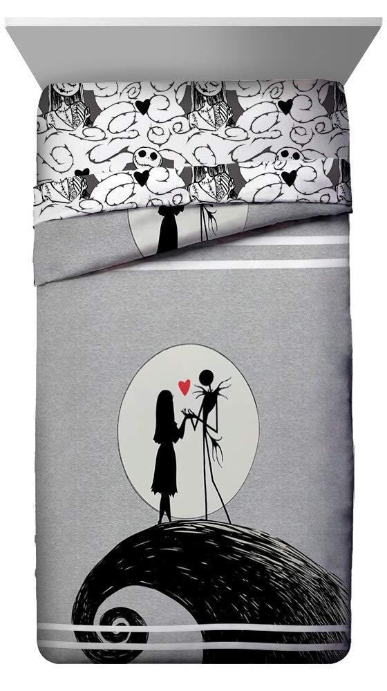 Jay Franco Disney Nightmare Before Christmas Moonlight 7 Piece Full Bed Set - Includes Reversible Comforter & Sheet Set - Features Jack Skellington and Sally - Super Soft Microfiber