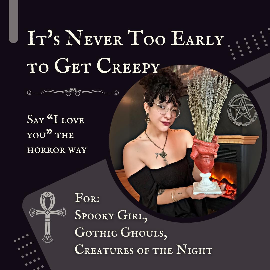 Gothic Anatomical Heart Vase - Creepy Large Human Heart Shaped Flower Planter - Horror Lovers Halloween Themed Gifts for Adult Women - Inspired by Edgar Allan Poe - Spooky Decor Weird Oddities