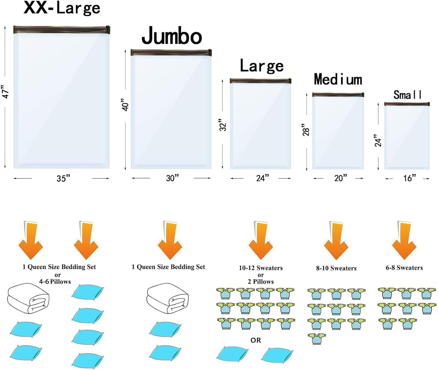 28 Pack Vacuum Storage Bags with Electric Pump, Plastic Packaging Bags,Space Saver Bag for Clothes, Mattress, Blanket, Duvets, Pillows, Comforters, Travel