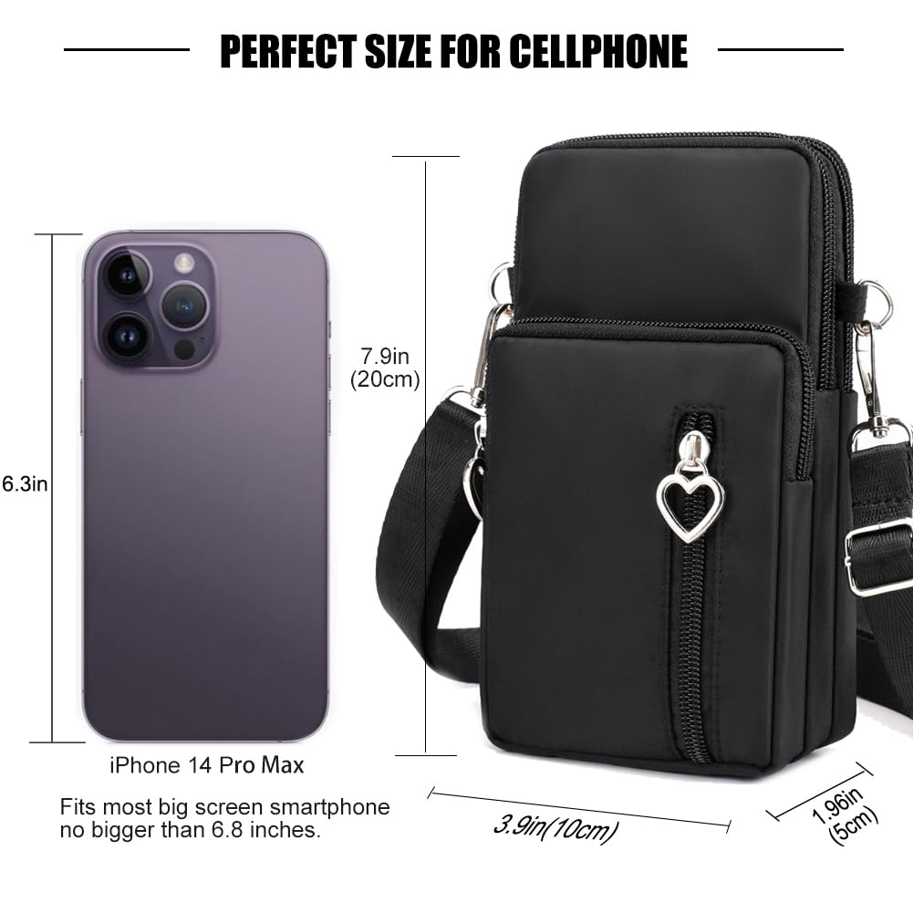 DuoLmi Small Crossbody Bag for Women, Cell Phone Wallet Purse With Roomy Pockets, Lightweight Smartphone Sports Armband, Mini Shoulder Handbag