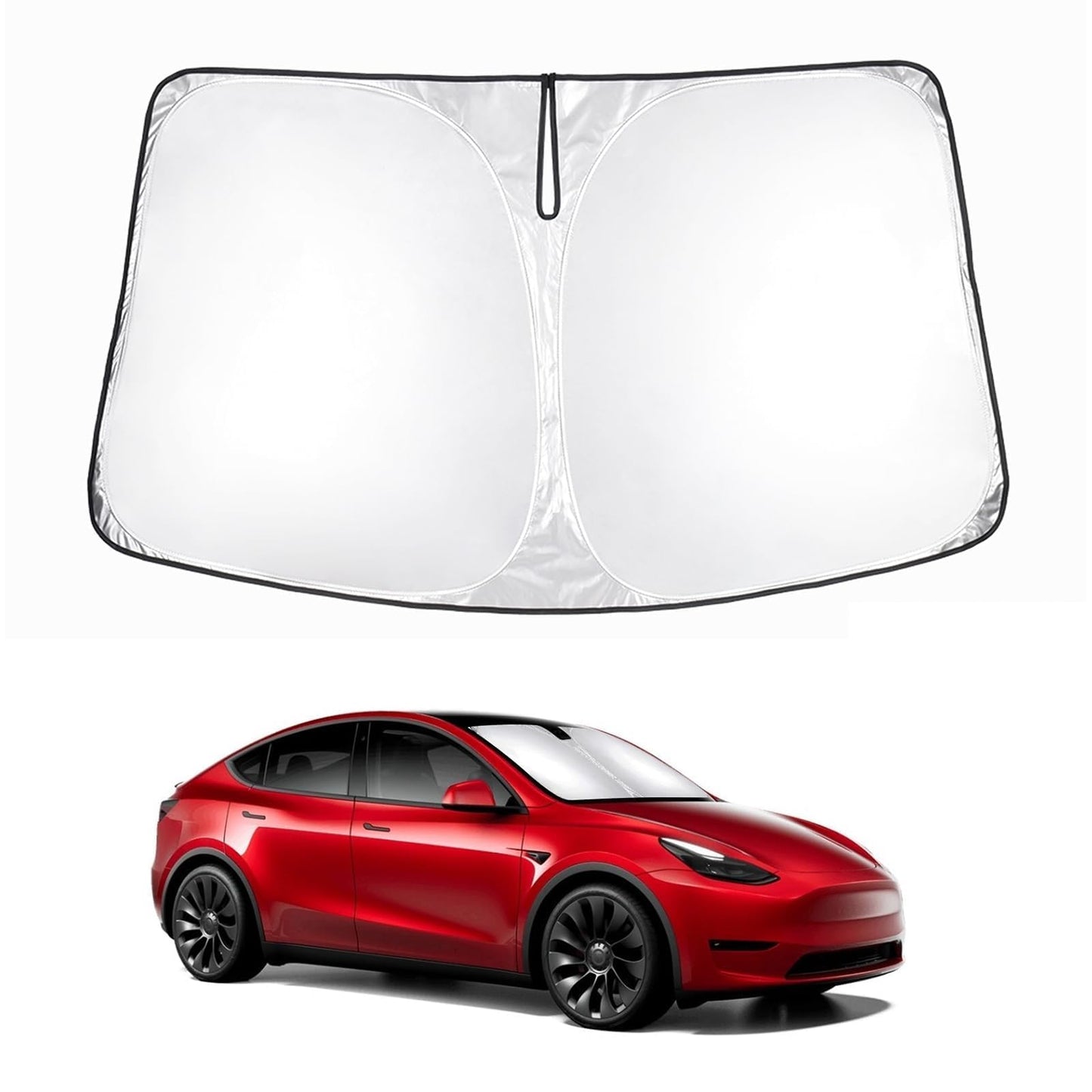 KUST Windshield Sun Shade for 2017-2026 Tesla Model Y/3 (Fit 2025-2026 Model Y Juniper/2024 Model 3 Highland) Upgraded Foldable Sunshade, Window Sun Visor Protector, Blocks UV Rays Keep Your Car Cool