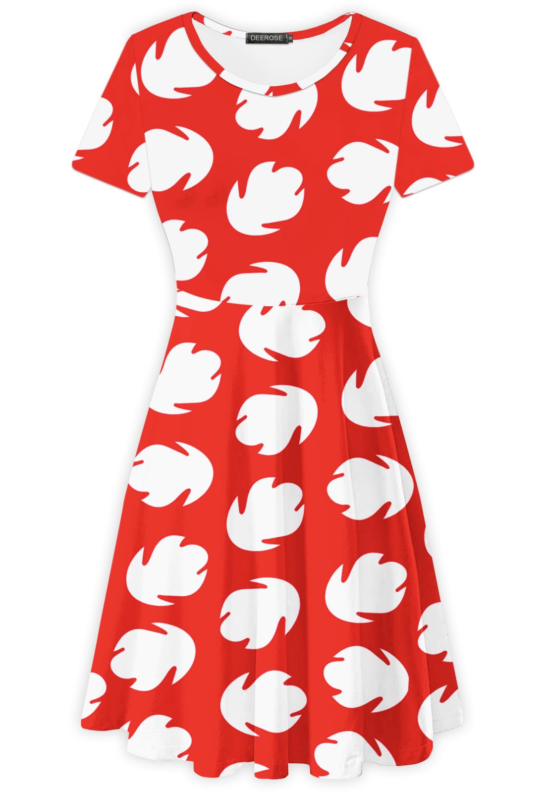 Halloween Women Red Leaves Print Dresses Hawaiian Knee Length Tunic Dress 3XL
