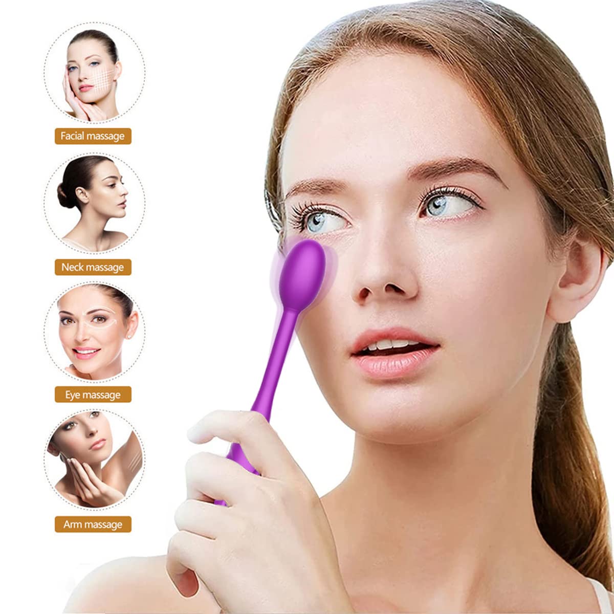 KELITE Personal Eye Massager with Body Massage Balls, Handheld face Wand Vibrating for Relieving Eyes Dark Circles,Puffiness,Fatigue -Purple