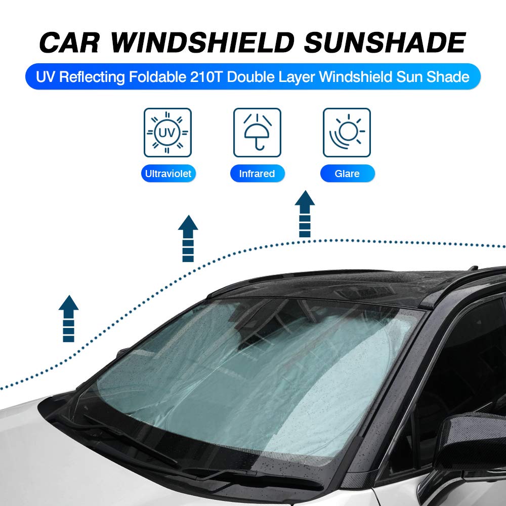 KUST Windshield Sun Shade for Toyota RAV4 2019-2023 2024 2025 Window Shade Sun Visor Cover Foldable Blocks UV Rays Keep Your Car Cooler