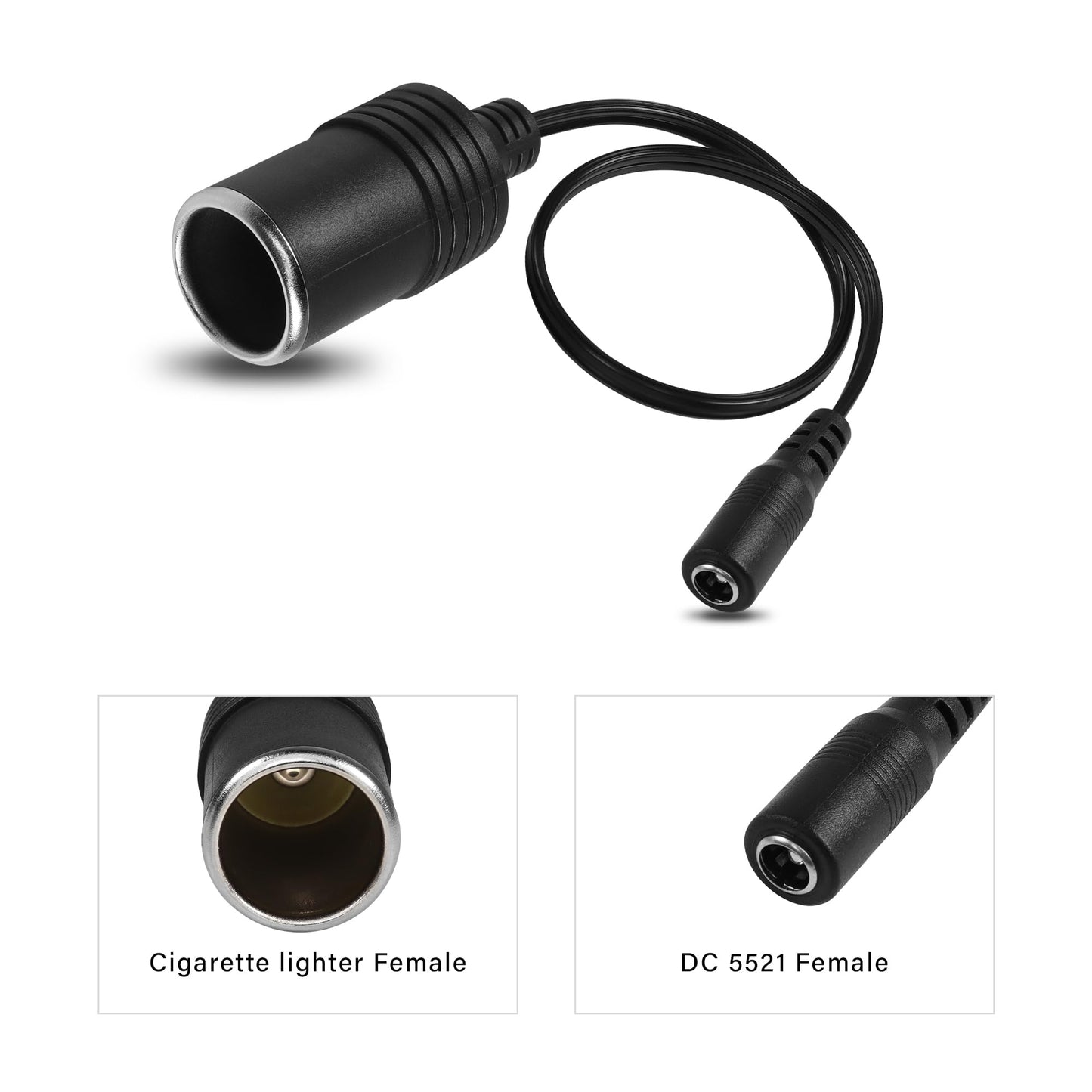 GINTOOYUN Cigarette Lighter Power Supply Cable,12V Car Cigarette Lighter Female to DC 5.5mm x 2.1mm Female Plug Adapter for Car Charger,Car Refrigerator,Car Vacuum Cleaner etc(1ft 30cm)