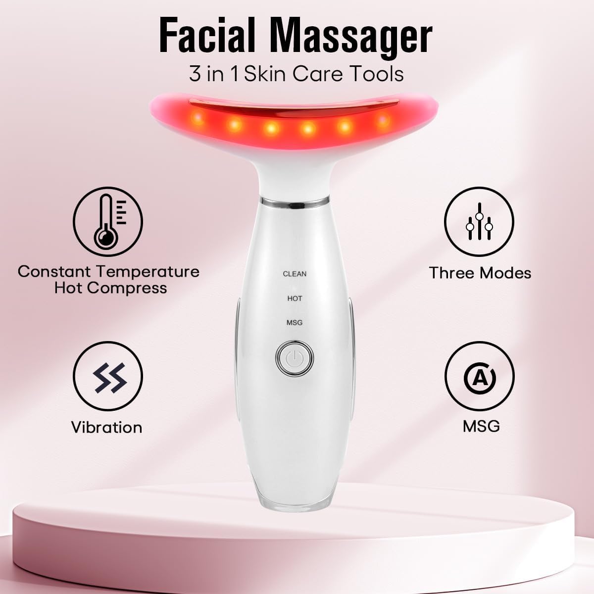 LATME Facial Massager,Neck Face Massager Tool,3 Mode Massage with Heat,Portable Beauty Instrument for Skin Care Women Gift