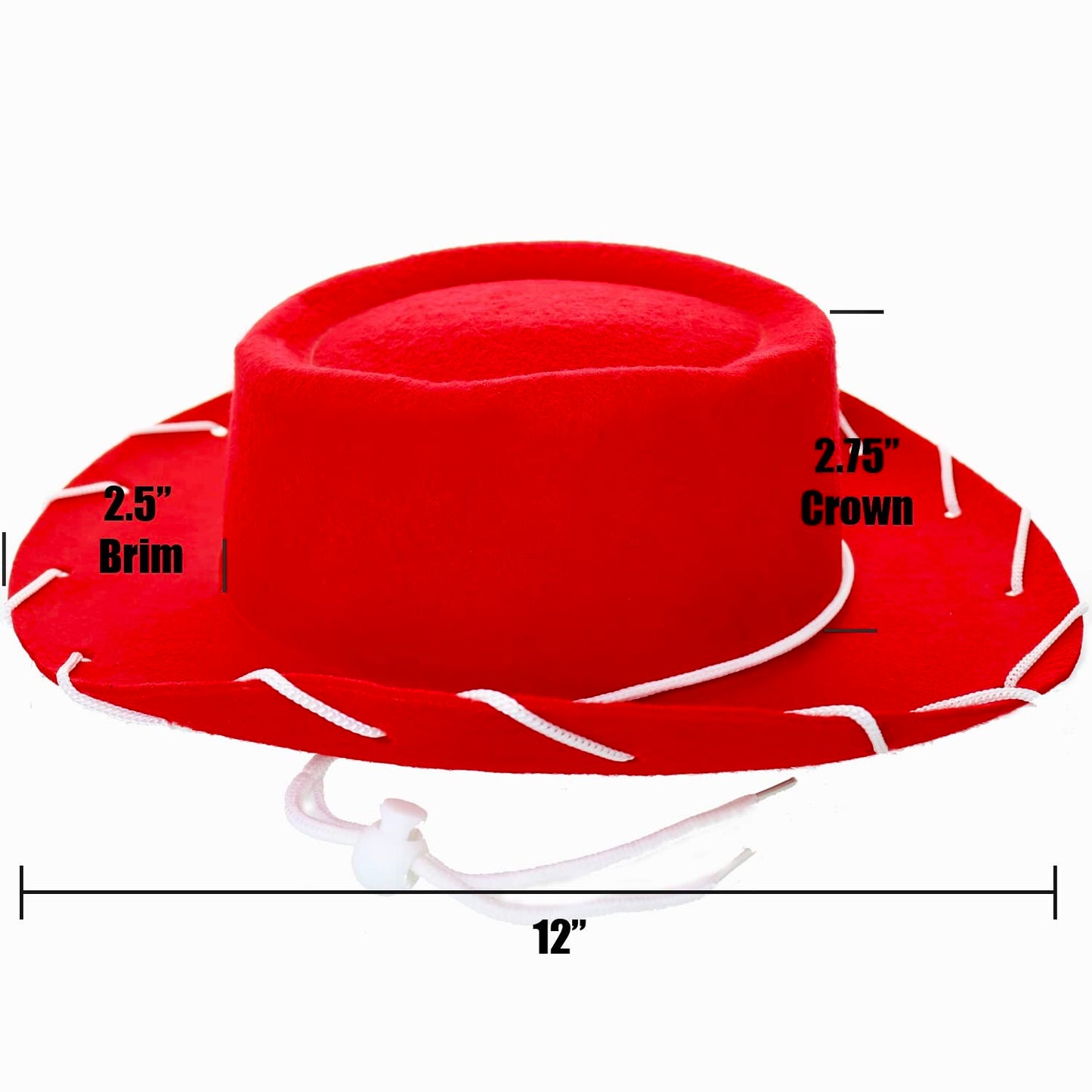 GiftExpress Red Felt Cowboy Hat with Chin Strap - Cowgirl Costume Accessory for USA Western Rodeo Theme Party & Pretend Play - Young Boy & Girls, Child Size