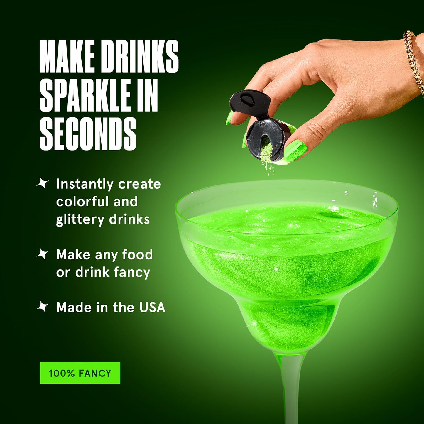 Fancy Sprinkles Limited Edition Halloween Glow Worm Green Premium Edible Glitter, Glows Under Black Light, 100% Edible Glitter for Sparkling Food & Drinks No Taste or Texture (4gm)