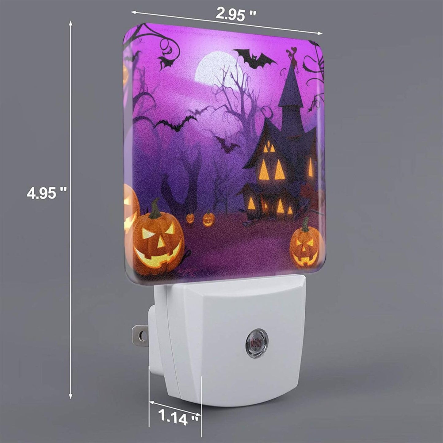 Dewoofly Halloween Pumpkin Night Light Set of 2, Lanterns and Ghost Owl Bat Auto Sensor LED Dusk-to-Dawn Nightlights, Plug-in Sensor Lamp for Bedroom Bathroom Kitchen Hallway Stairs Decorative