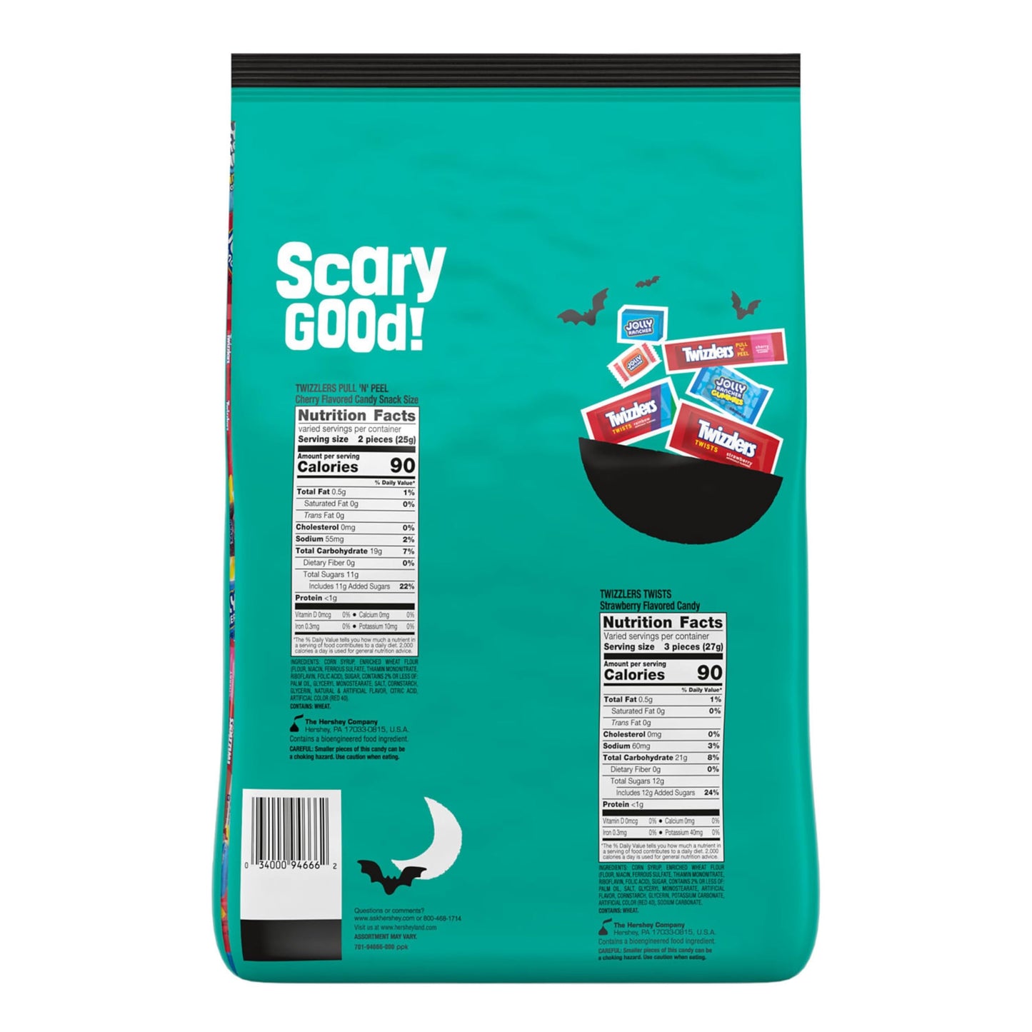 JOLLY RANCHER and TWIZZLERS Assorted Fruit Flavored, Halloween Candy Bulk Bag, 100.46 oz (365 Pieces)