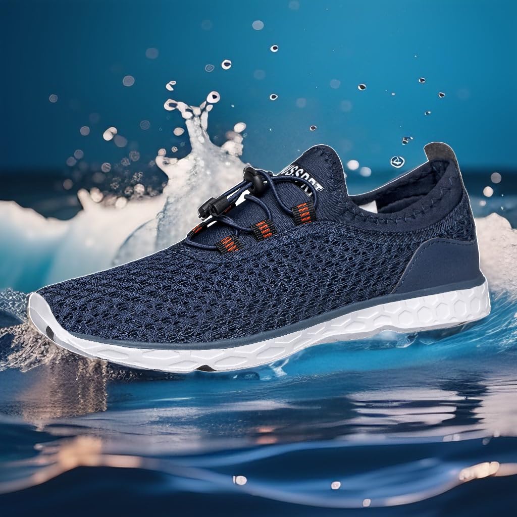 DOUSSPRT Men's Water Shoes Quick Drying Sports Aqua Shoes Blue Size 8.5