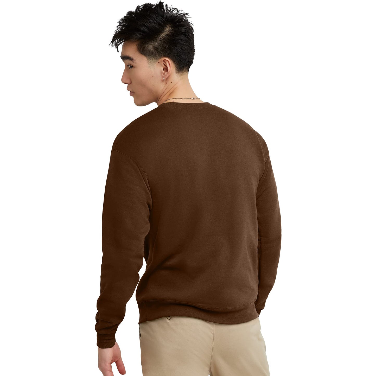Hanes Men's EcoSmart Fleece, Pullover Crewneck Sweatshirt, 1 or 2 Pack, Army Brown-1 Pack, Small