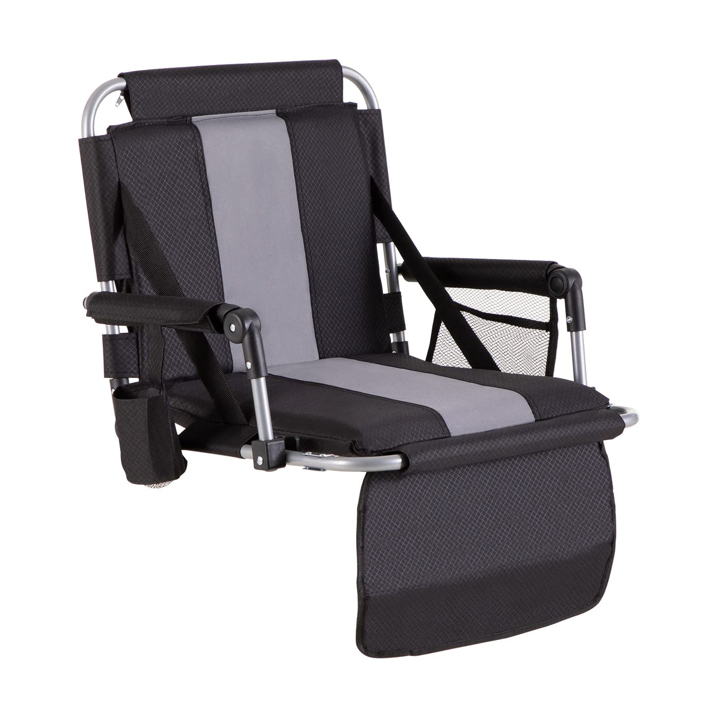 GREEN PARTY Stadium Seat for Bleachers Portable Outdoor Floor Folding Stadium Chair with Armrest, Back Support, Cup Holder, Mesh Bag and Hide Hooks