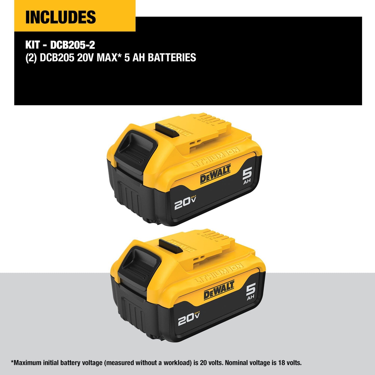 DEWALT 20V MAX 5 Ah Lithium Ion Battery 2-Pack (DCB205-2)