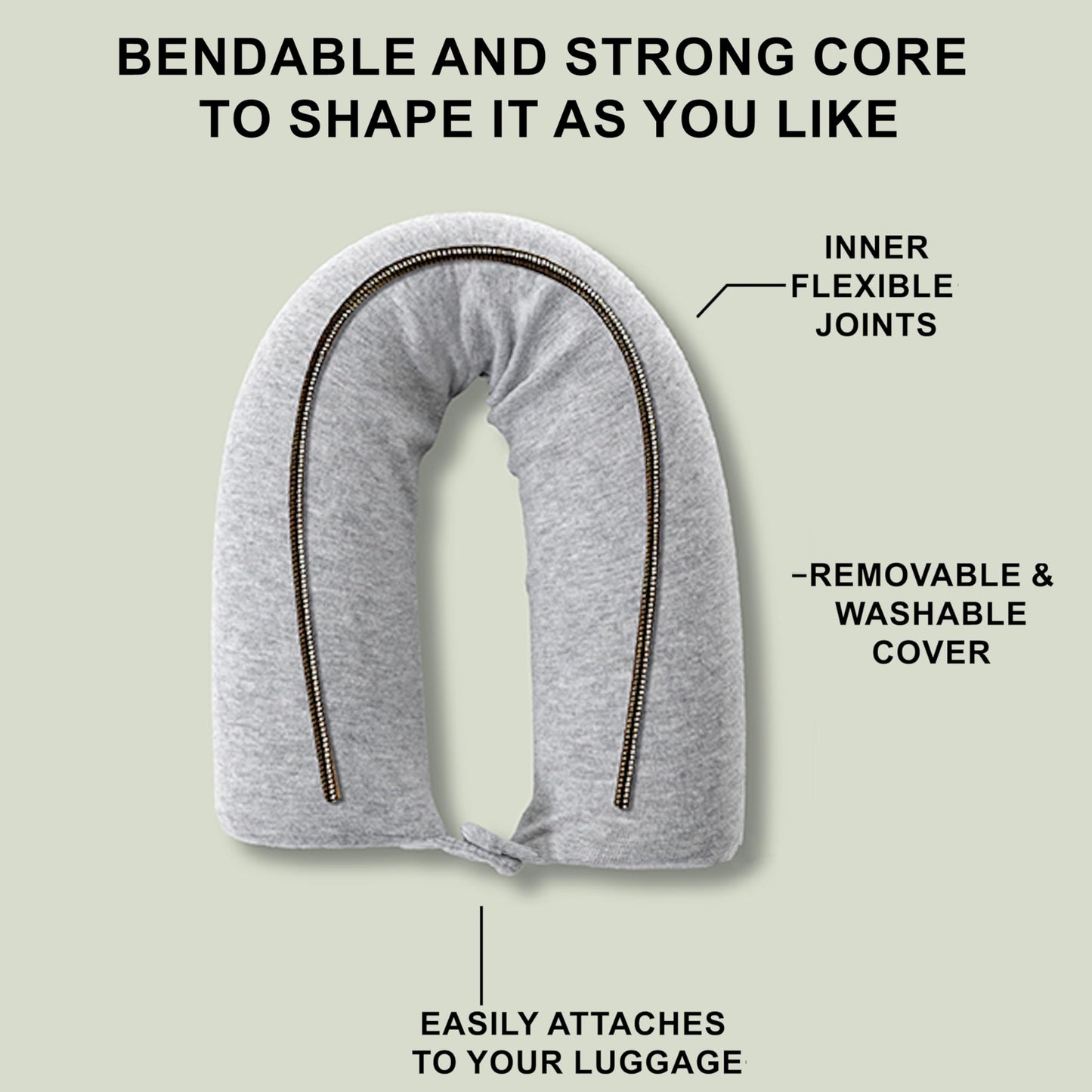 Dot&Dot Twist Memory Foam Travel Pillow for Airplanes - Travel Neck Pillow for Sleeping - Airplane Pillow for Neck Support, Chin, Lumbar and Leg - Adjustable, Bendable Neck Roll Pillow