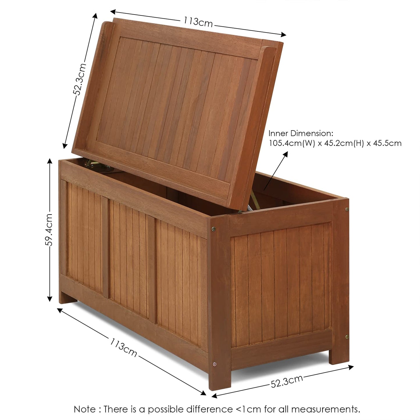 Furinno FG17685 Tioman Outdoor Patio Furniture Hardwood Deck Box in Teak Oil, Natural