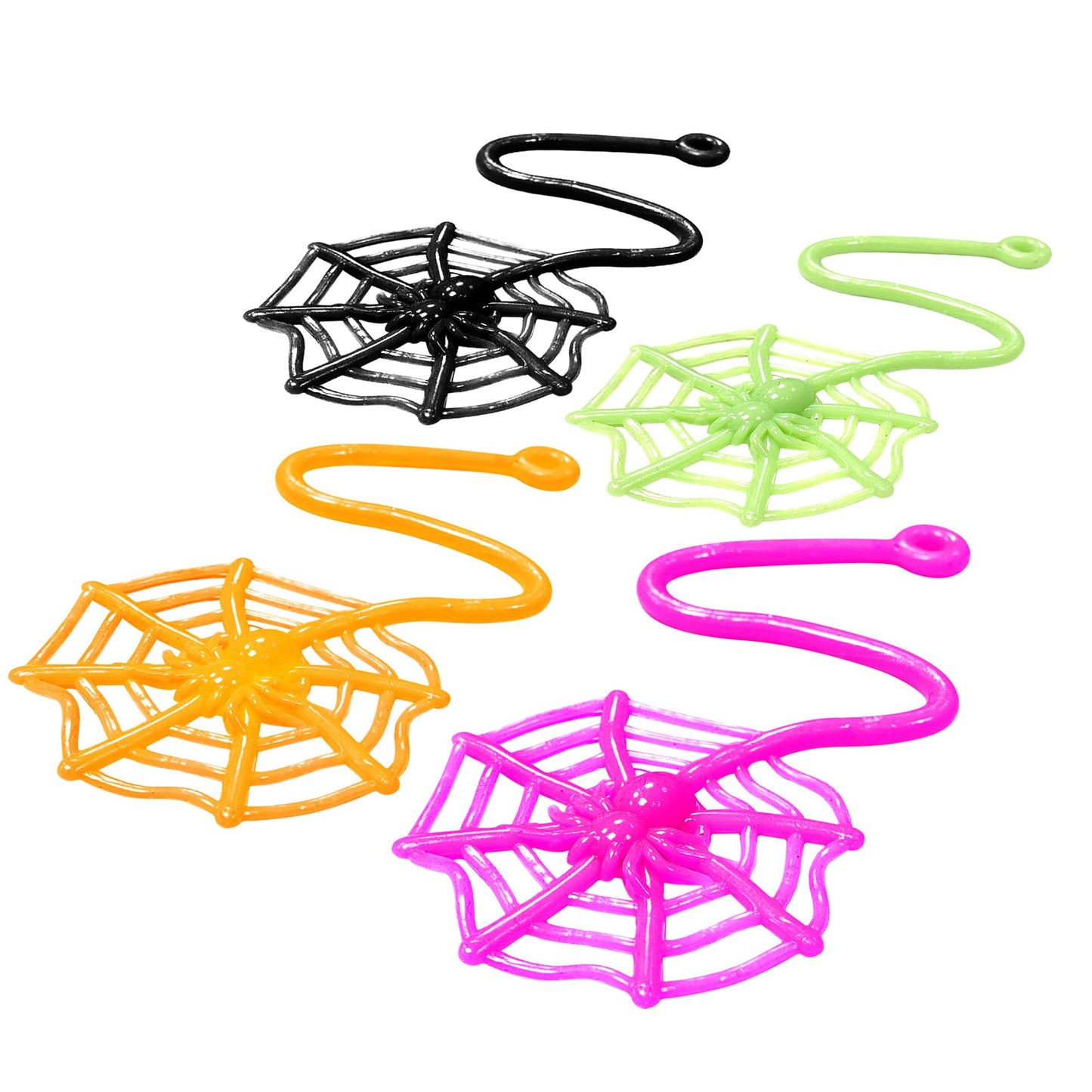 24Pcs Sticky Spider Web Party Favors Pack, 7.5 inches in Total Length, Halloween Party Favors, Gifts For Birthday, Goodie Bag Classroom Prizes, 4 colors