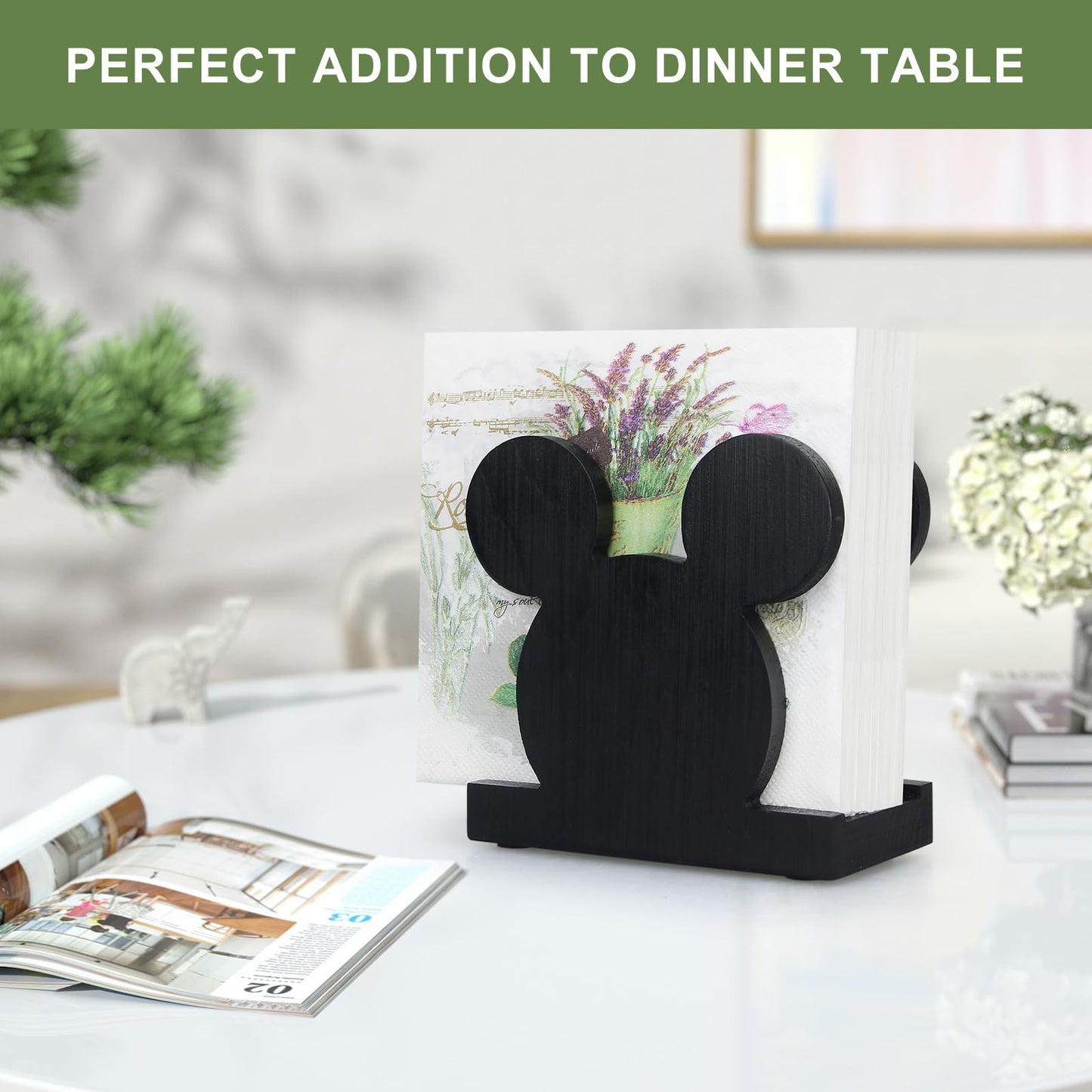 Cute Wooden Napkin Holder for Table Decor Kitchen Bathroom Desk Accessories Modern Cocktail Funny Decorative Xmas Home Decor Farmhouse Wood Cool Christmas