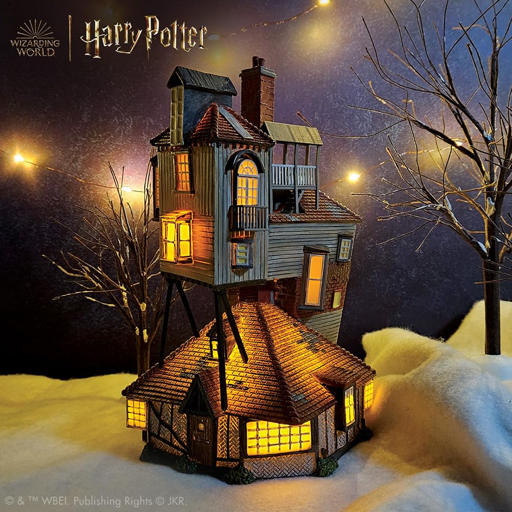 Department 56 Polyresin, Plastic, Stone Powder, Harry Potter Village The Burrow Lit Building, 9.06 Inch, Multicolor