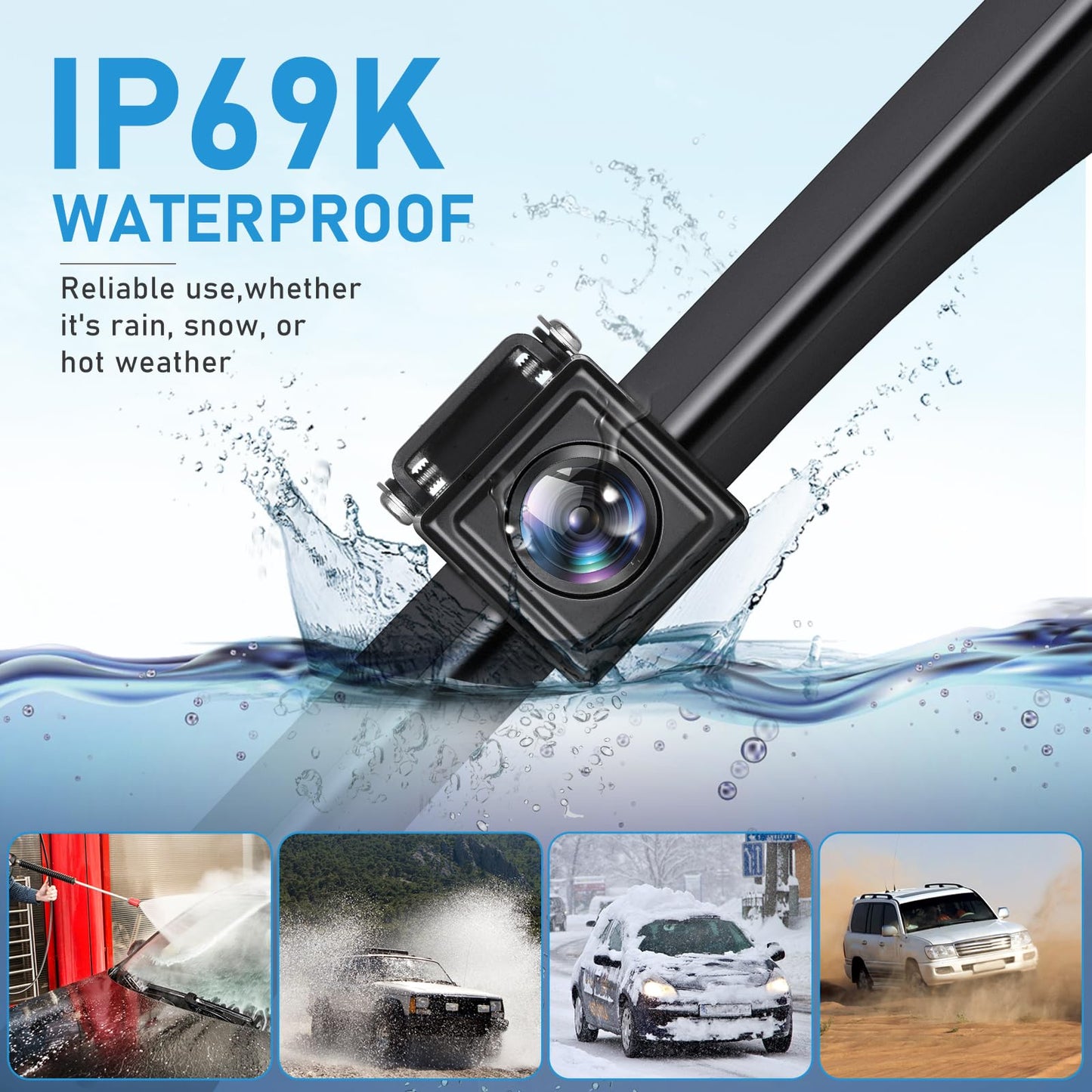 GLK Backup Camera HD Rear View License Plate Backup Camera Reverse Camera for 12V Pickup Truck Car SUV,with Night Vision Wide Angle IP69K Waterproof, Full Metal Housing