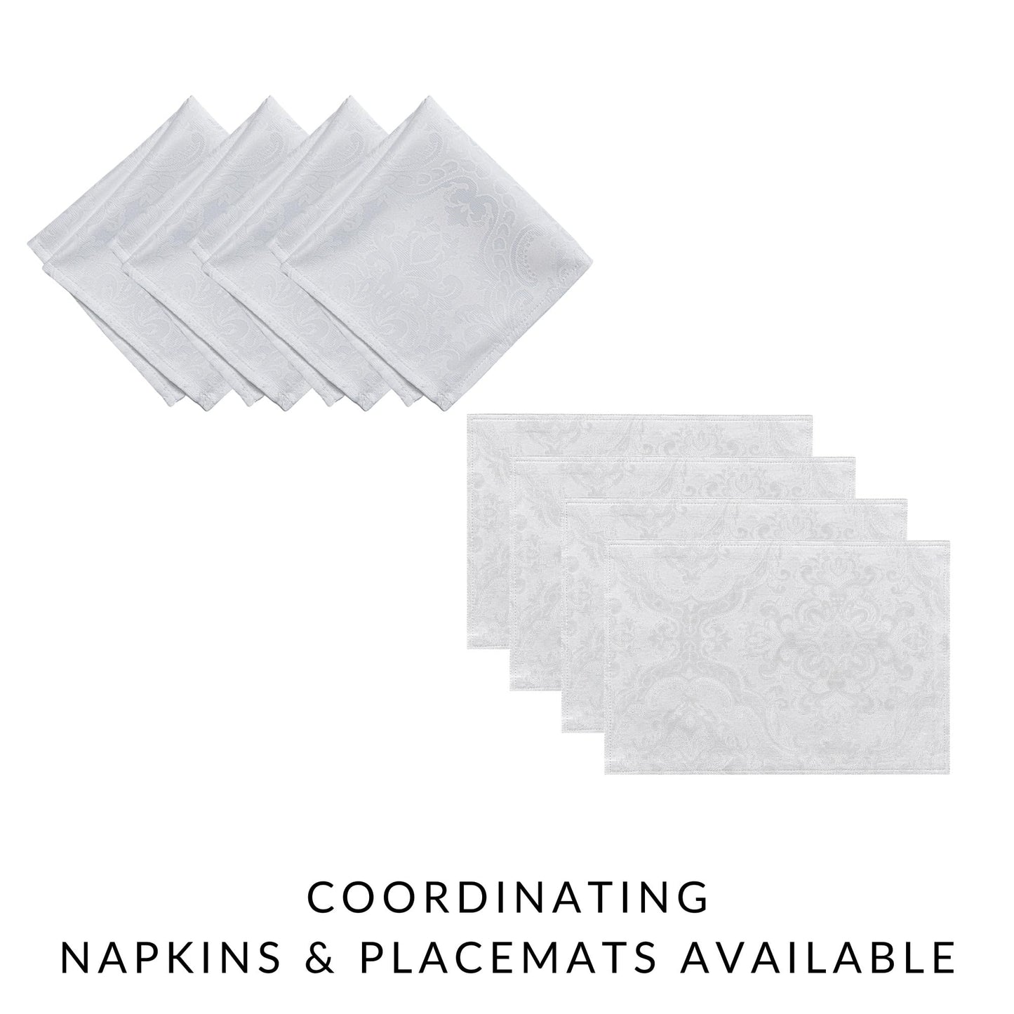 Elrene Home Fashions Caiden Elegance Damask Tablecloth, 60" x 144", White