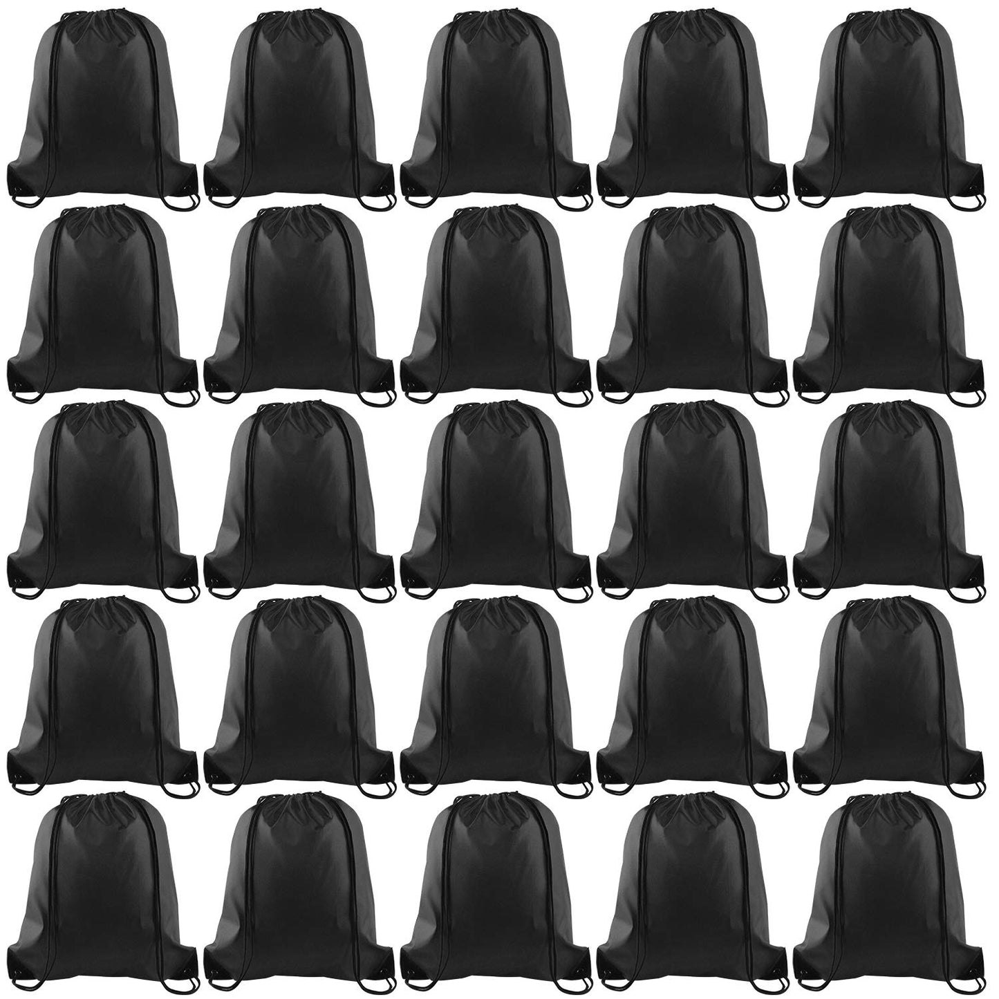 KUUQA 25Pcs Drawstring Backpack Bags String Backpack Sport Bag Sack Cinch Tote Gym Backpack Bulk for Gym Sport Traveling,Black