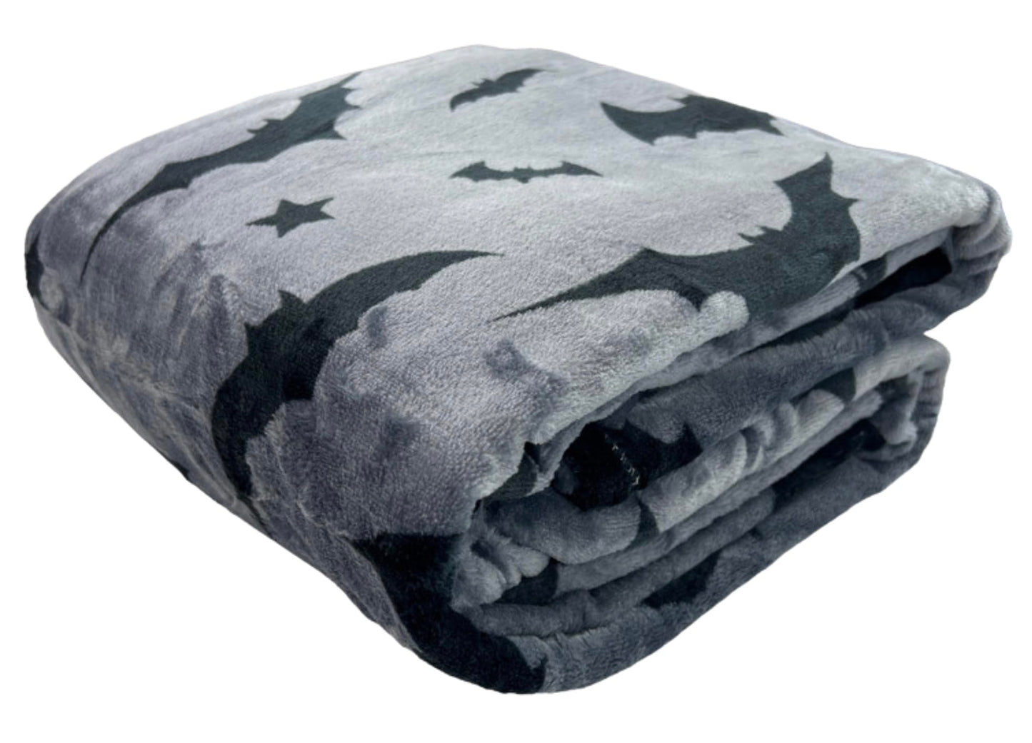Halloween Throw Blanket : Black Bats on Gray Velvet Soft Fleece Overized Large 70" x 50" for Sofa Bed Couch Chair Dorm