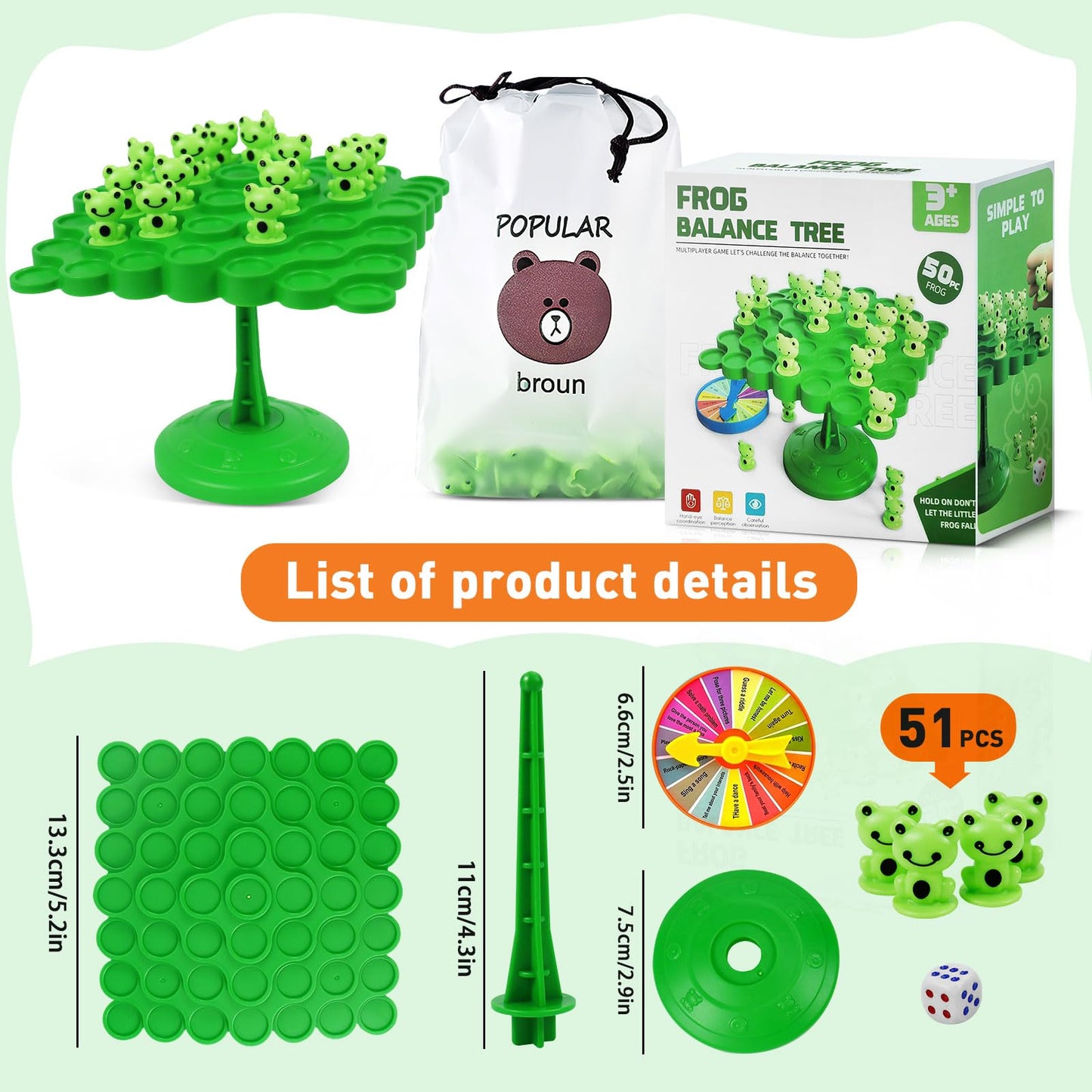 kykake Frog Balance Game Toys,Balance Game Tree Two-Player Parent-Child Interactive Family Tabletop Puzzle Montessori Toy,Frogs Board for Kids and Adults (Frog)