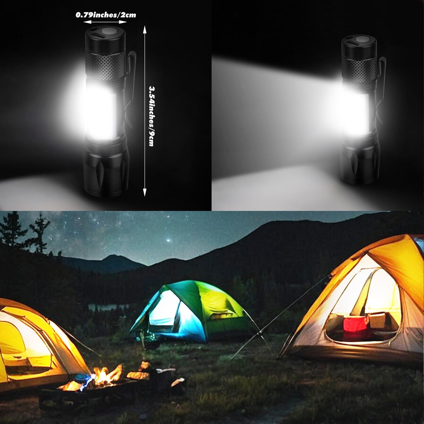 KunHe USB Rechargeable Mini Small LED Flashlights Bulk Camping Lantern Flashlight Bright High Lumens EDC Flash Light 10 Pack