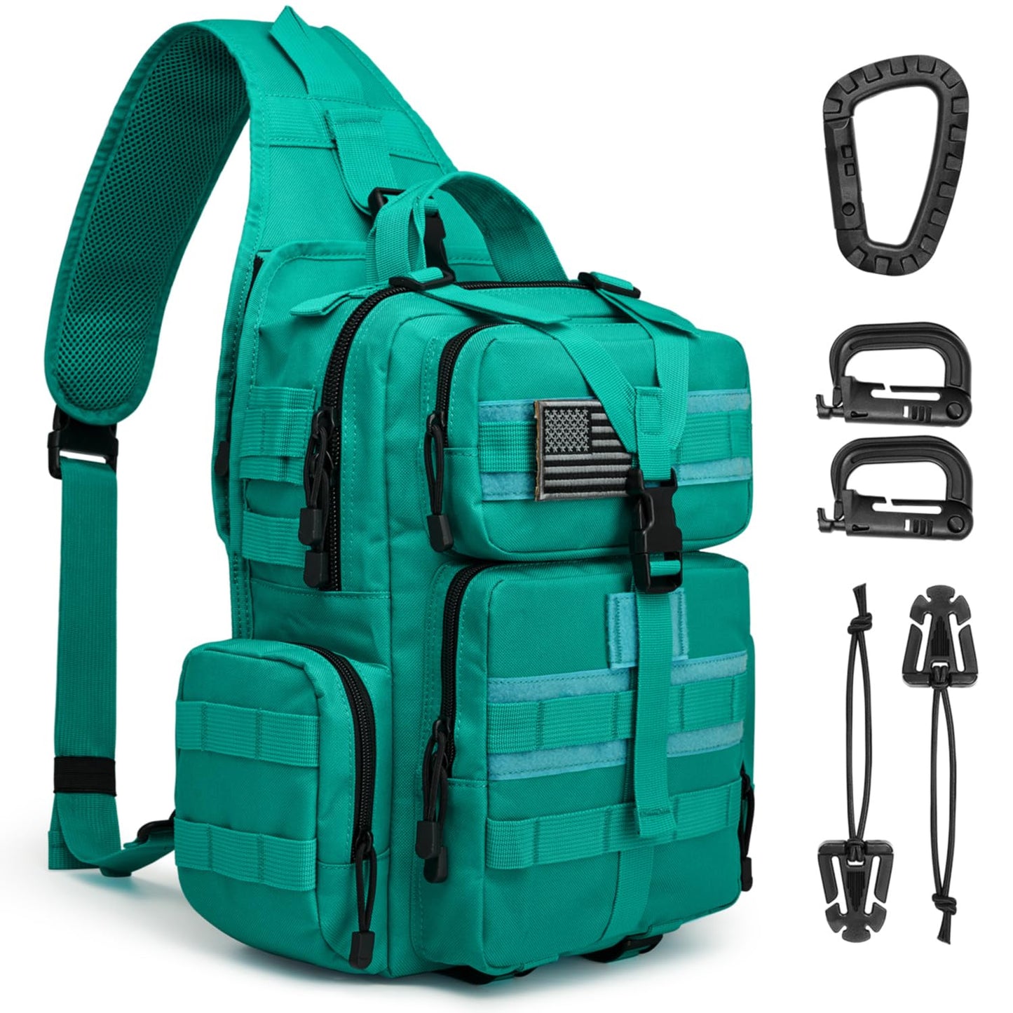 G4Free Tactical EDC Sling Bag Backpack Military Shoulder Backpack(Peacock Green)