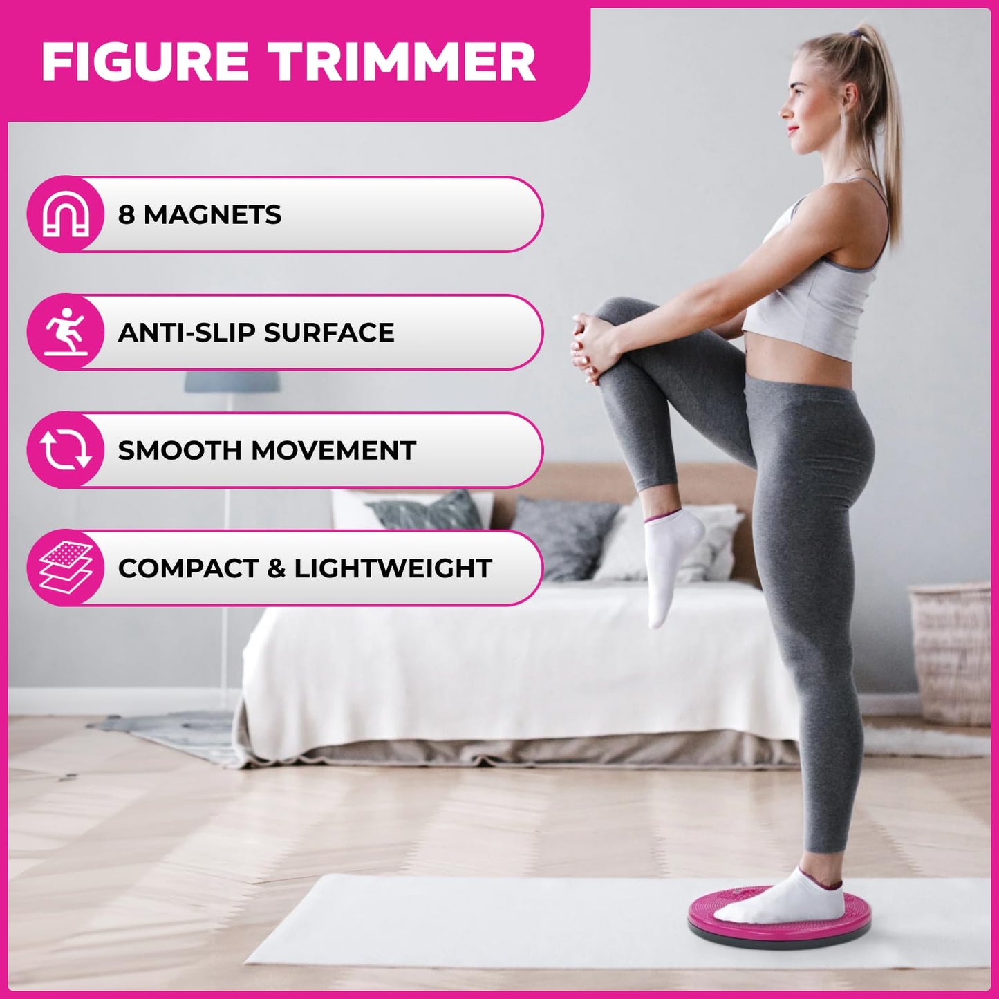 Figure Trimmer Core Abs Twister Board - Waist Sculptor Twister Board for Core & Ab Exercise - Waist Twisting Disc, Dizzy Disc Twist Board for Slimming Workout with 8 Magnets Reflexology