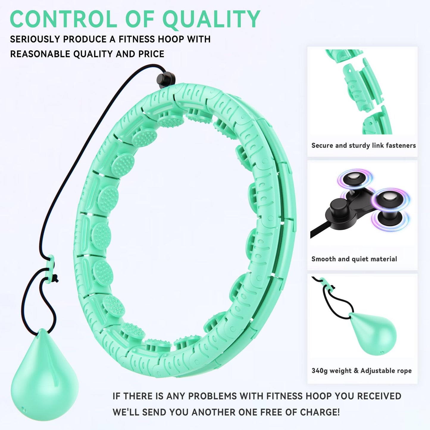 Hula Hoops for Adults Weight Loss,Infinity Weighted Hoop Plus Size with Sweat Belt,Weighted Hula Hoop Waist Trainers for Women at Home Workout Equipment (Vigorous Cyan)