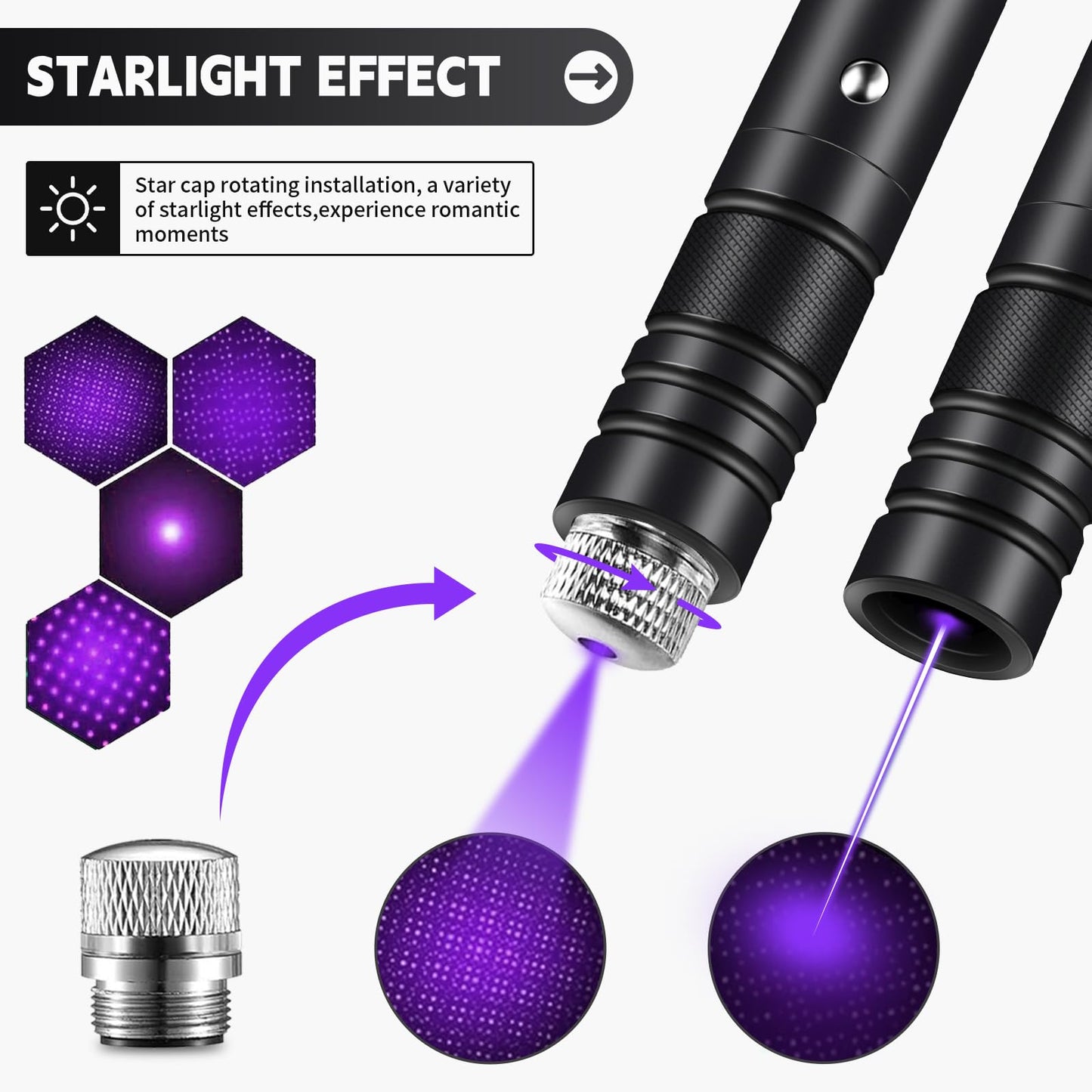Laser Pointer High Power, Purple Laser Pointer Indicator Light, Long Range Lazer Pointer for Hiking, USB Charge-Purple