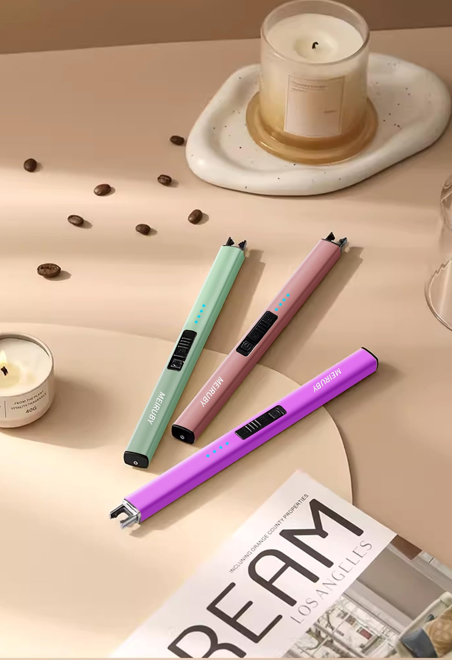 MEIRUBY Electric Candle Lighter, Christmas Stocking Stuffers Gifts for Women Mom Men Wife Sister, USB Arc Rechargeable Windproof Long Lighter for Candle BBQ Housewarming Birthday Gifts Idals